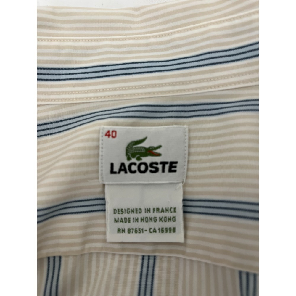 Lacoste Vintage Striped Dress Shirt Yellow Preppy Long Sleeve Button Cotton 40 - Picture 3 of 5
